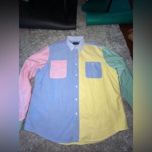 POLO RALPH LAUREN Men's Yellow Multi Classic Fit Colorblock Oxford XXL